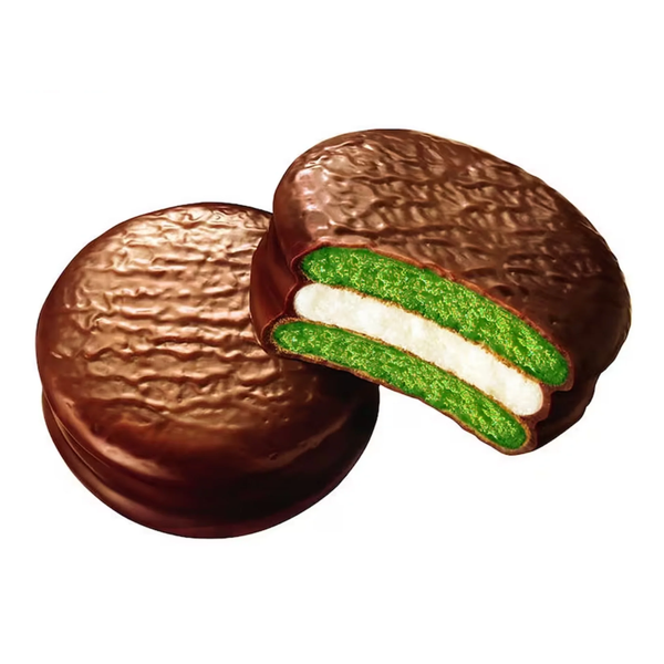 Печенье Lotte Choco Pie Green Tea 336 г (Зелёный чай в шоколаде, 12 штук) 2 фото